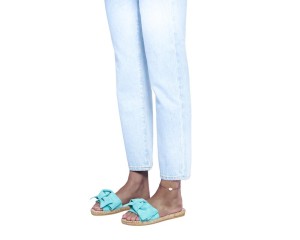 Klapki Manebi Flat Sandals with Bow Aquamarin- sklep Shuluv Melissa & More - fotografia 6