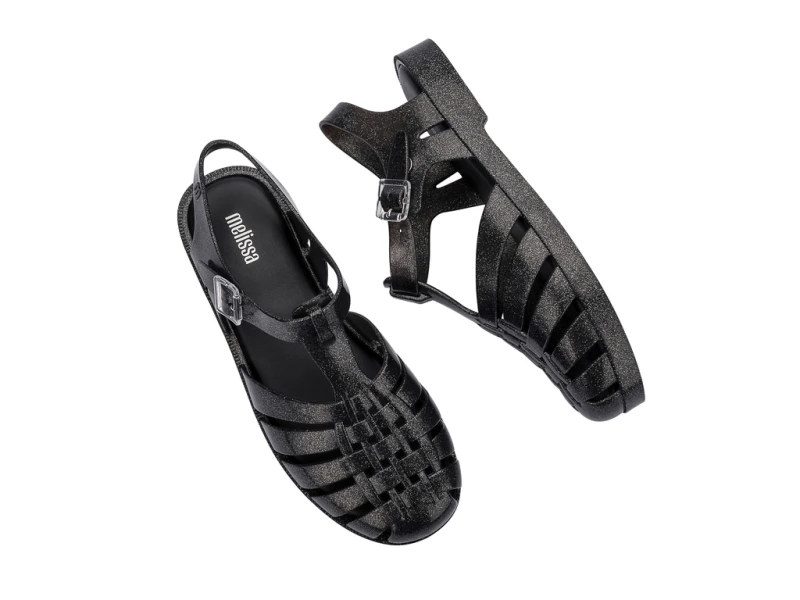 Melissa Possession Clear Glass Glitter Black